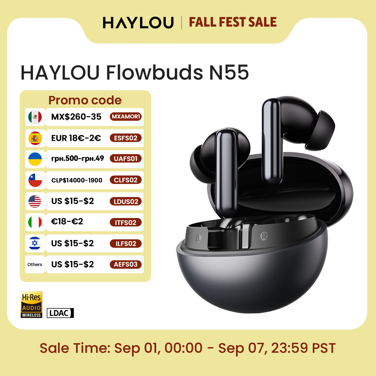 Telephone Headset Office - HAYLOU Flowbuds N55 Earbud Nirkabel 54dB
