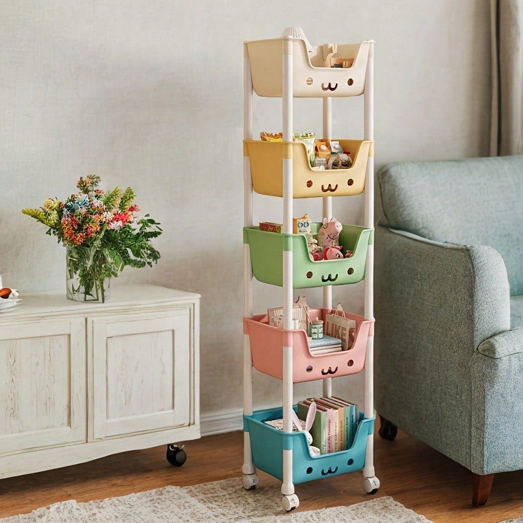 Bookshelf 5 Tier - Rak Buku Beroda 5 Lapis Rak