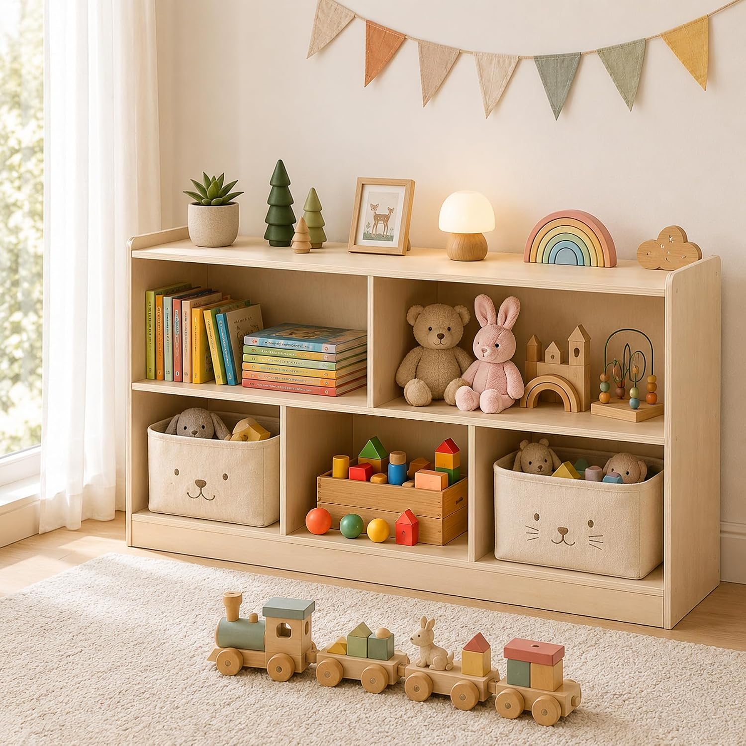 Bookshelf 5 Tier - Lemari Kayu Montessori 5 Bagian untuk
