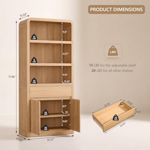 Rak Buku Modern Tinggi 72 inci - Bookshelf 5 Tier ulasan dan harga