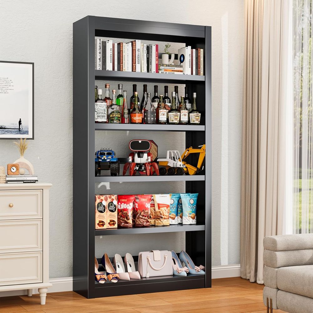 Rak Buku Hitam 5 Tingkat, Rak  - Bookshelf 5 Tier ulasan dan harga
