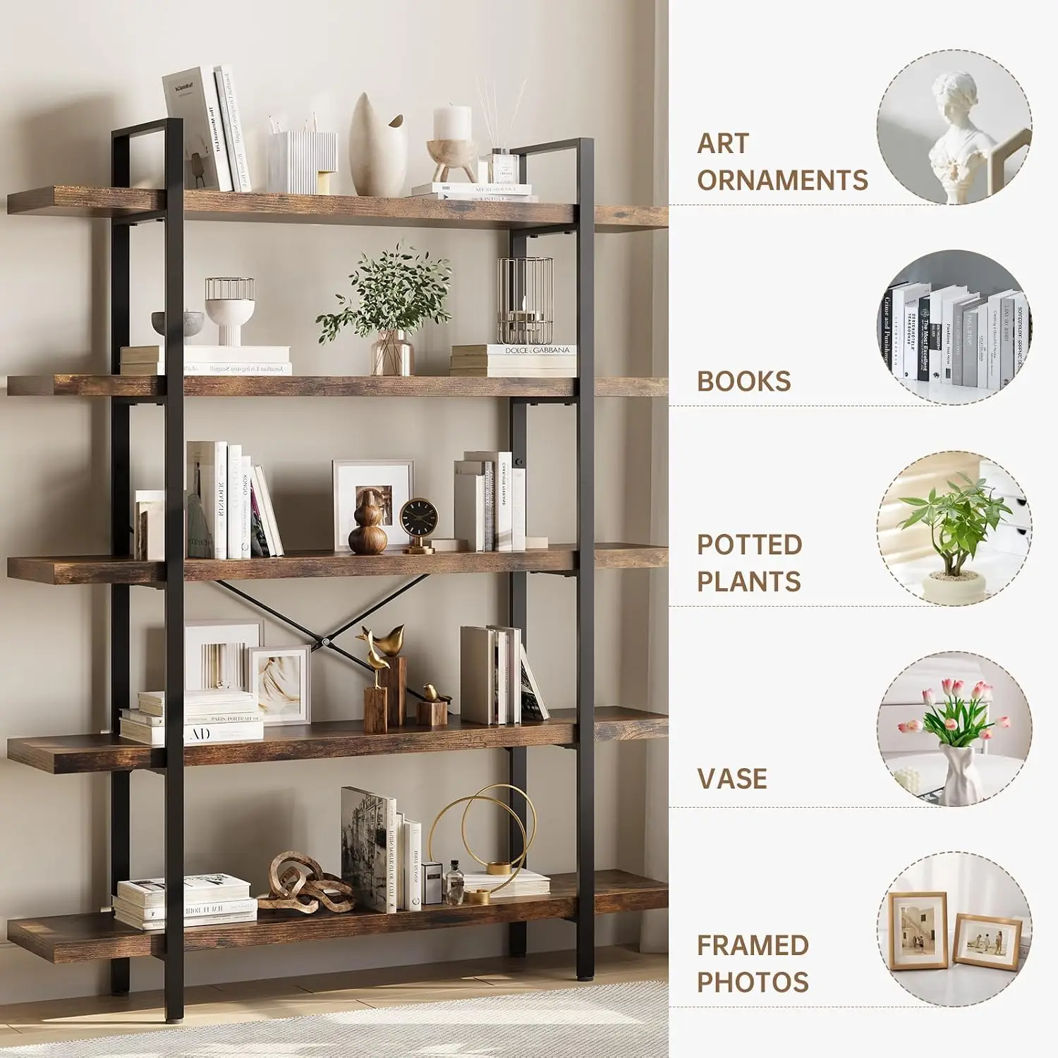 Set Rak Buku 2 Buah, Rak Buku  - Bookshelf 5 Tier ulasan dan harga