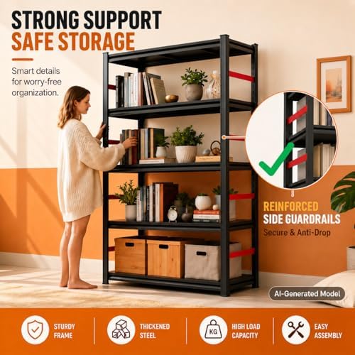 Rak Buku Logam 5 Tingkat denga - Bookshelf 5 Tier ulasan dan harga