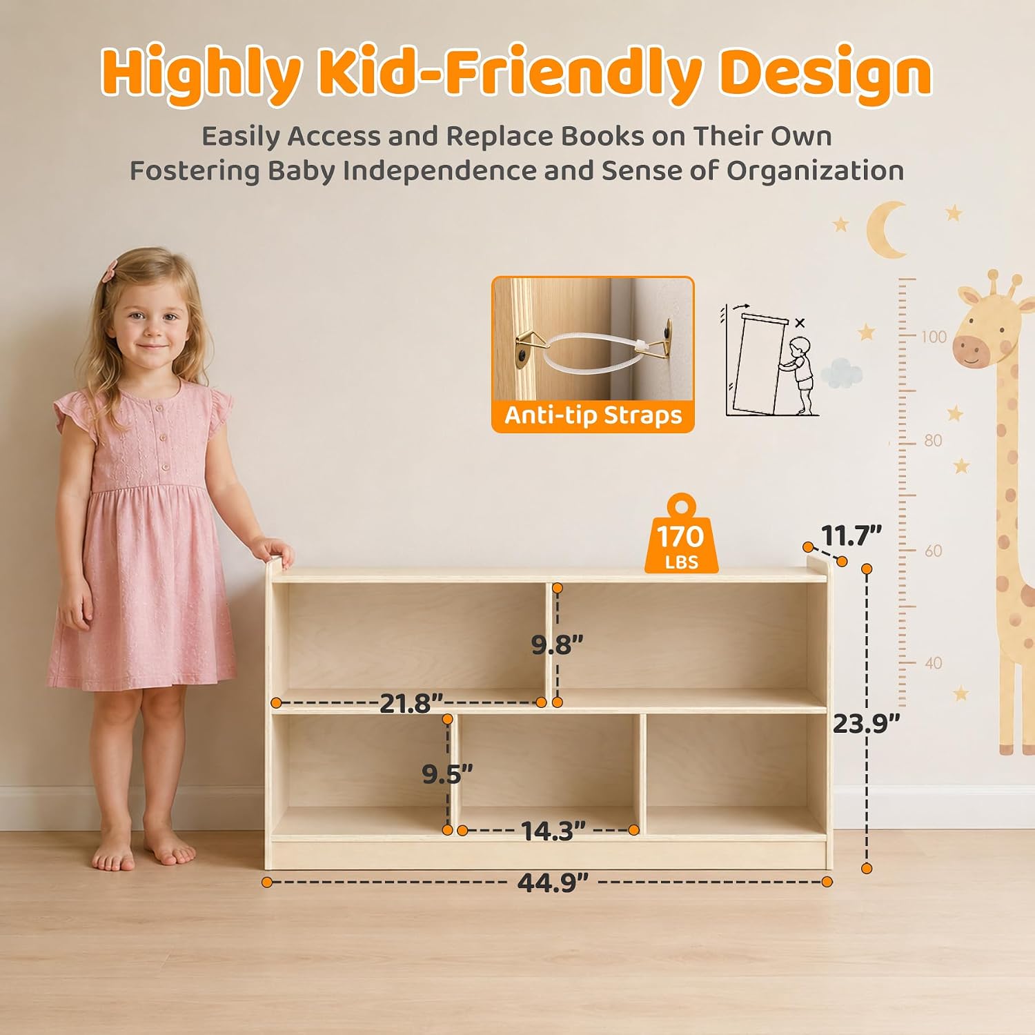 Lemari Kayu Montessori 5 Bagia - Bookshelf 5 Tier ulasan dan harga