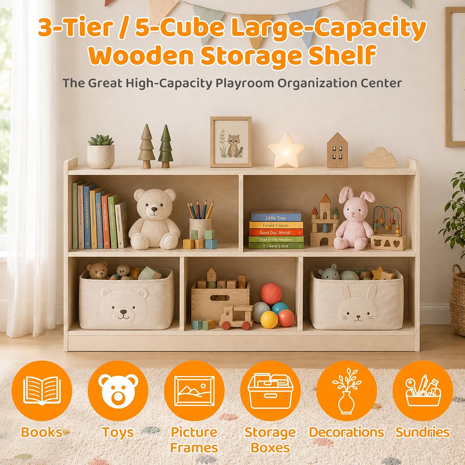 Lemari Kayu Montessori 5 Bagia - Bookshelf 5 Tier ulasan dan harga